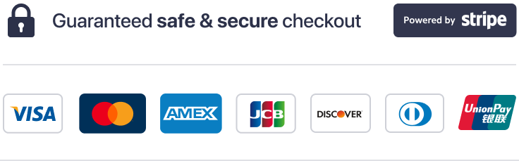 Guaranteed safe & secure checkout - Powered by Stripe